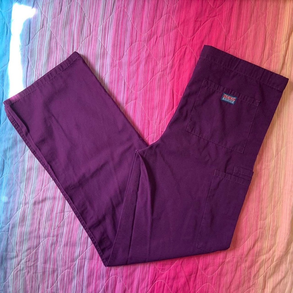CHEROKEE WORKWEAR 4100 Eggplant Purple Drawstring Scrub Pants with Pockets